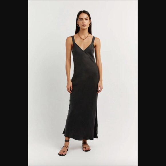 DISSH Kendall Midi Slip Dress - Black US 4 - Picture 1 of 7